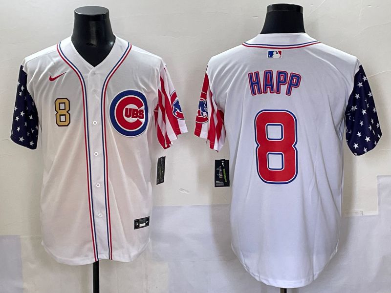 Men 2025 Chicago Cubs #8 Happ White a generation of national flags Joint Name Nike MLB Jersey style 4->chicago cubs->MLB Jersey